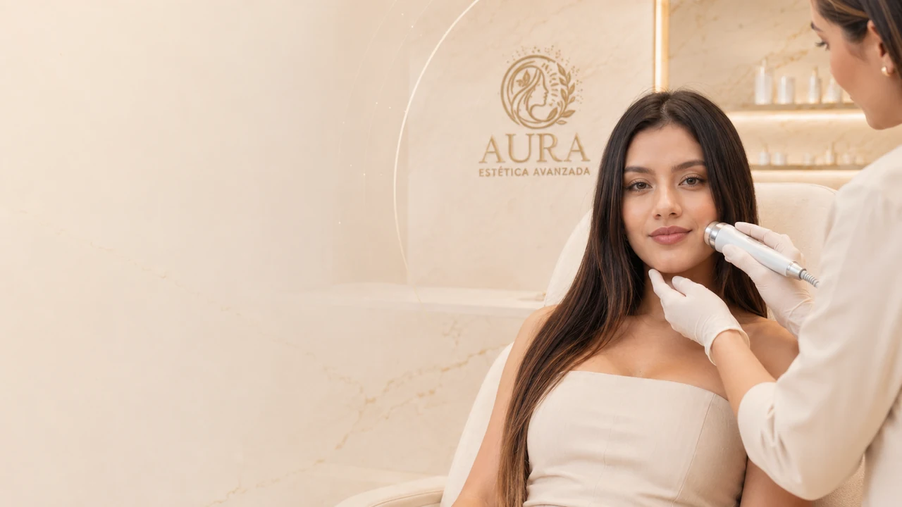 Paciente durante un tratamiento facial en Aura Estética Avanzada